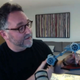 Colin Trevorrow with a one-of-a-kind TIE Fighter designed for his version of Star Wars.